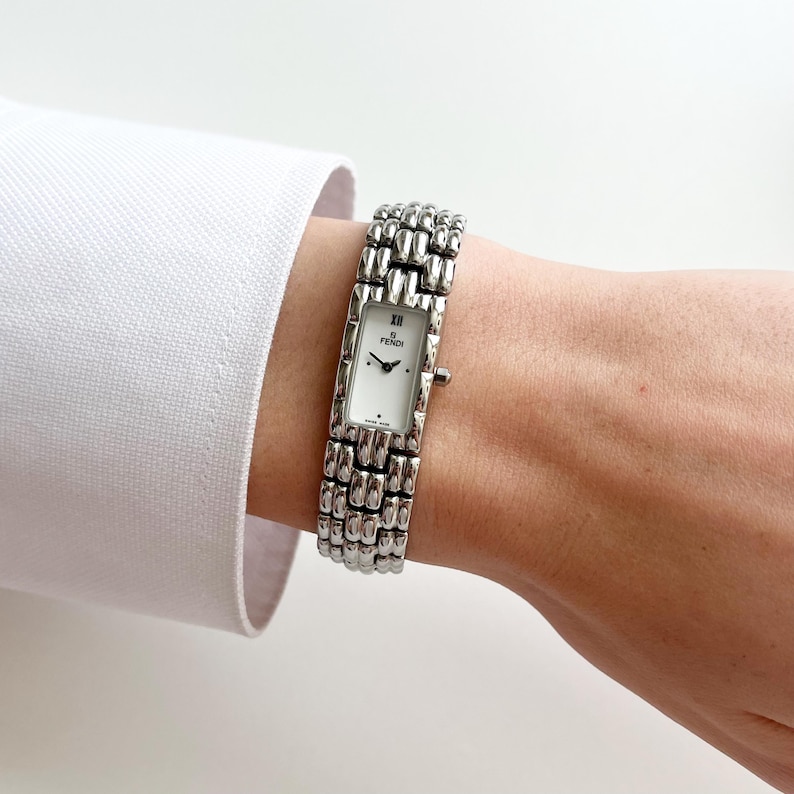 Vintage Fendi Silver Women’s Watch, Boxed Gift for Her, 18.5cm image 10
