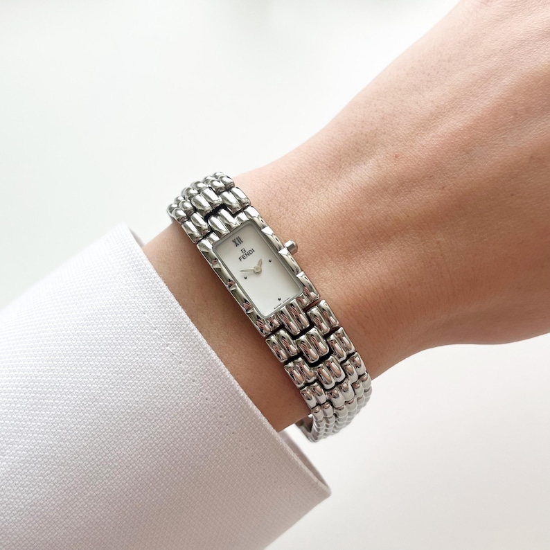 Vintage Fendi Silver Women’s Watch, Boxed Gift for Her, 18.5cm image 14