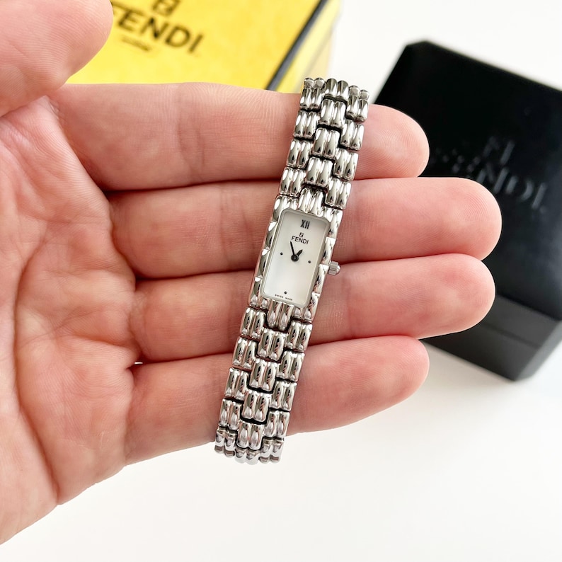 Vintage Fendi Silver Women’s Watch, Boxed Gift for Her, 18.5cm image 13