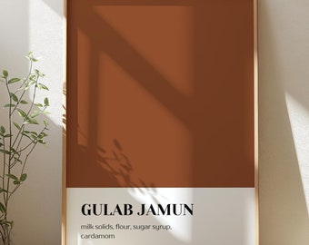 Gulab Jamun - Digital Download | Color Block Print | Desi Wall Art | Restaurant Poster | Modern Desi | Indian Kitchen Art | Pakistani Art