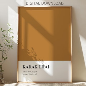 Kadak Chai - Download digital | Impressão em bloco de cores | Arte de parede Desi | Pôster Chai | Arte Desi | Arte do sul da Índia | Decoração étnica para casa | Arte do chá