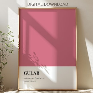 Gulab - Digital Download | Color Block Print | Desi Art | South Asian Art | Brown Girl | Indian | Pakistani | Rose Print | South Asian Gifts