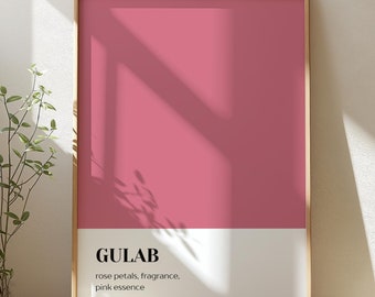 Gulab - Digital Download | Color Block Print | Desi Art | South Asian Art | Brown Girl | Indian | Pakistani | Rose Print | South Asian Gifts
