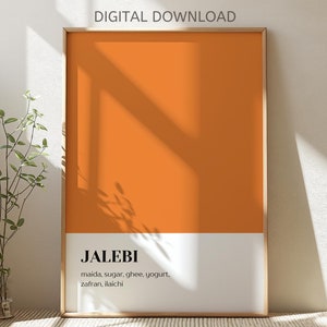 Jalebi - Digital Download | Color Block Print | Desi Food Wall Art | Desi Kitchen Decor | South Asian Art | Indian | Pakistani | Kitchen Art