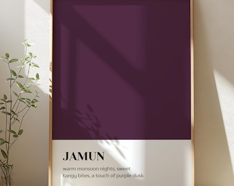 Jamun - Digital Download | Color Block Print | Minimalistic South Asian Wall Art | Modern Indian Art | Pakistani Art | Desi Fruit Art Print