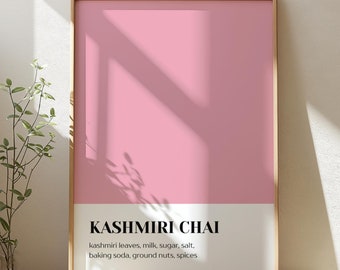 Kasjmier Chai: digitale download | Kleurblokprint | Desi kunst aan de muur | Chai-poster | Zuid-Aziatische muurkunst | Desi etnisch minimalistisch decor