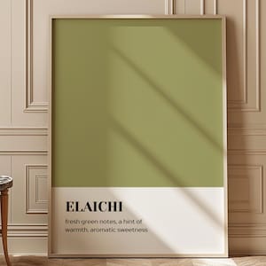 Elaichi - Wand Kunst Druck Poster | Color Block Kollektion | Küchenkunst aus Südasien | Moderne Desi Food Art | Pakistanische Kunst | Indische Kunst Geschenke