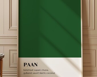 Paan - Wall Art Print Poster | Color Block Collection | Punjabi Desi Wall Art | Indian Kitchen | Pakistani Home Decor | Modern Desi Wall Art