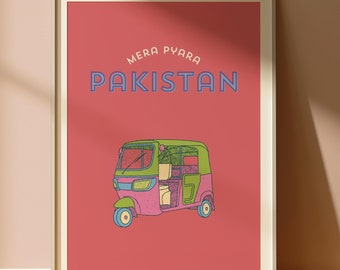 Mera Pyara Pakistan - muurkunstposter | Woondecoraties Pakistan | Pakistaanse kunst | Desi-afdrukken | Pakistaanse geschenken | Autoriksja | Urdu-kunst