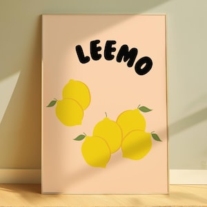 Leemo - Wall Art Print Poster | Desi Kitchen Art | South Asian Food Art | Indian Home Decor | Pakistani Art | Desi Kitchen Decor | Lemon Art