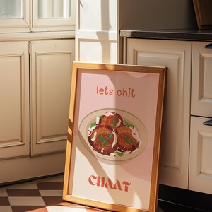 Lets Chit Chaat - Wall Art Poster | Desi Food Art Print | Indian Kitchen Decor | Pakistani Food Art | Chaat Lover Gift | South Asian Decor image 5