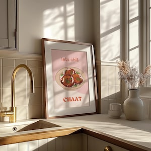 Lets Chit Chaat - Wall Art Poster | Desi Food Art Print | Indian Kitchen Decor | Pakistani Food Art | Chaat Lover Gift | South Asian Decor image 4