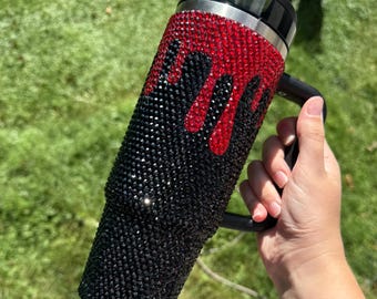 Stanley 30oz/40oz blood drip glitter rhinestone tumbler