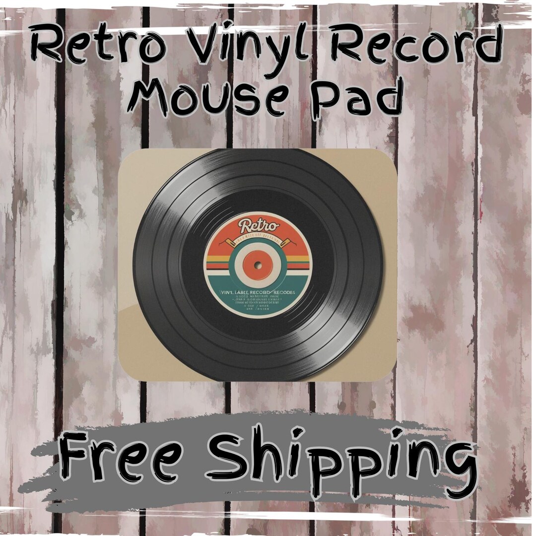 Retro Vinyl Record Mouse Pad Design With Grooves and Center Label ...