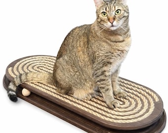 Interactive Large Cat Scratcher – Jute Rope, Modern Wood Ball Track Toy