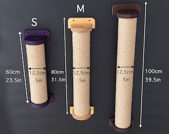 Wall Mounted Cat Scratcher: Solid Wood and Jute Cat Activity Pole 39.5''  catio (USA only)