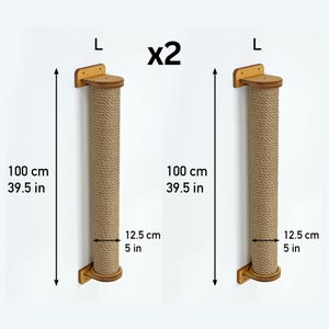 2x Tiragraffi da parete per gatti di grandi dimensioni - Naturale, Albero per gatti, Robusto tiragraffi, Torre verticale per gatti, S/M/L + Viti