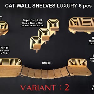 Plywood Cat Shelf Set: Wall Mounted Cat Climbing Tree with Bridge