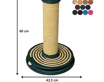 Stabile Kratzsäule mit Spielschiene - kippsicheres Kratzspielzeug aus Holz mit Jute & Kugel, Kratzbaum / Kratzbrett für Katzen