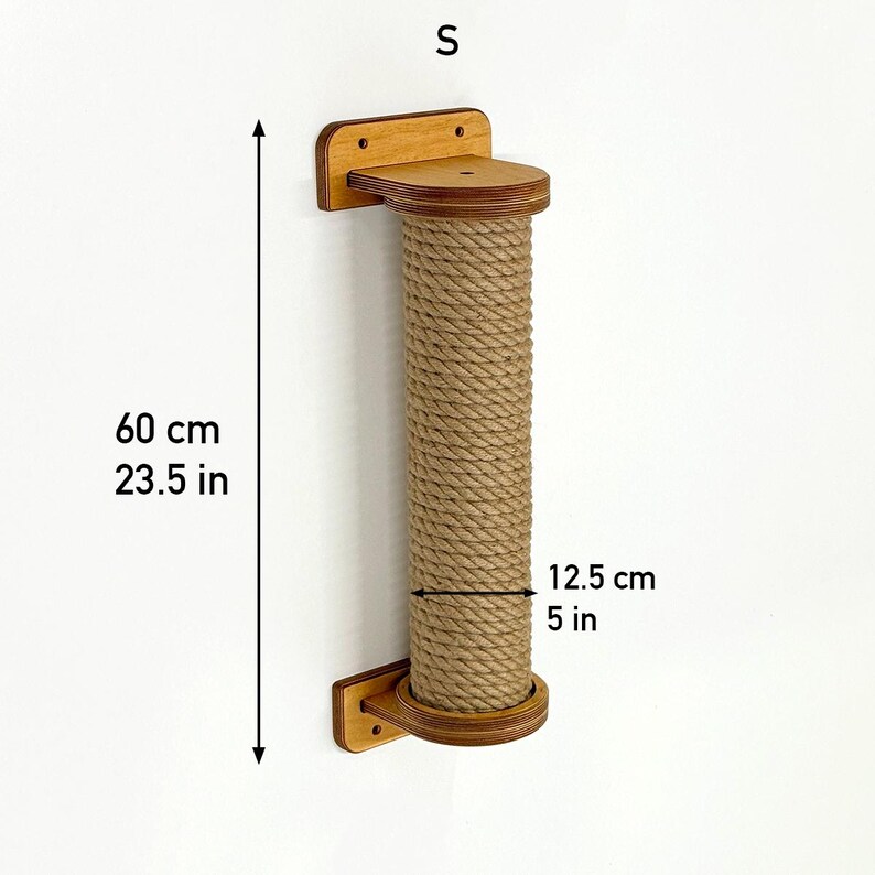 Cat Scratcher Solid Wall scratcher Large Catio, Sturdy Scratch Pole, Vertical Cat Tower, 100 cm / 39.5" + Screws (USA only) S - 60 cm / 23.5"
