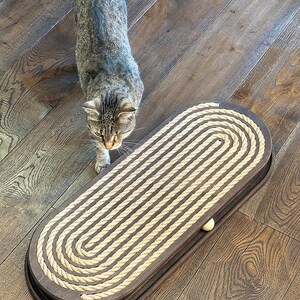 Jute Rope Cat Scratcher Toy: Interactive Ball Track,  Wooden cat toy, Perfect for Maine coon (USA only)