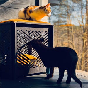 Modern Two-Story Cat House – Luxury Cat Bed, Stylish Pet Bed, Indoor Wooden Cat House, Double-Level Cat Bed | Gift for Cat Lovers 19&quot;x19&quot;