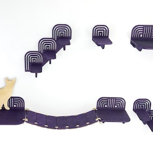 Luxury Cat Shelf Set (7 pcs): Wall Mounted Cat Walk & Bridge