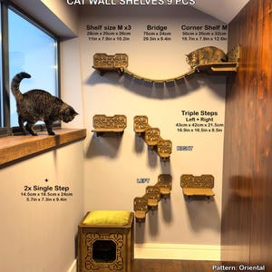 Cat wall set 9 pcs, Cat bridge, Premium cat shelves, Cat wall shelves, Cat steps, Cat furniture wall