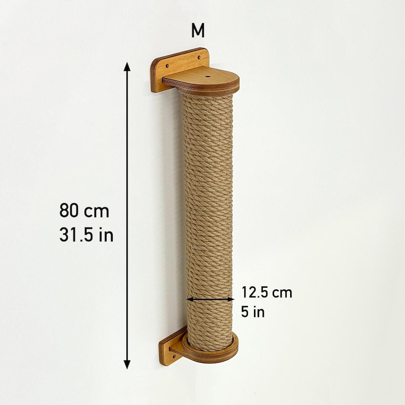 Cat Scratcher Solid Wall scratcher Large Catio, Sturdy Scratch Pole, Vertical Cat Tower, 100 cm / 39.5" + Screws (USA only) M- 80 cm / 31.5"