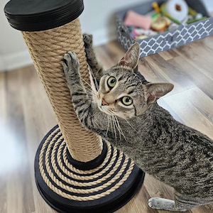 XL Cat Scratcher with Ball: Heavy Jute Scratching Post, Modern Design
