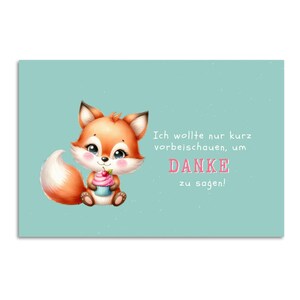 Dankeskarte mit niedlichem Fuchs & Cupcake I Liebevolle Botschaft für Kinder und Freunde I liebe Worte für deinen Lieblingsmenschen I Danke