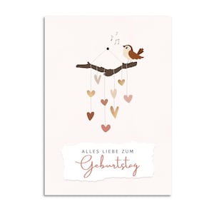 Fröhliche Geburtstagskarte A6 I Alles Liebe zum Geburtstag I Musik & Herzen I Fröhlicher Gruß I Liebevoll verspielt I Geschenkidee Freundin