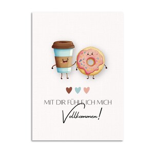 Romantische Postkarte I Kaffee & Donut I Perfekt für Kaffeeliebhaber und liebevolle Grüße an besondere Menschen I Humorvolle Liebesgrüsse