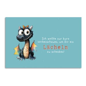 Fröhliche Postkarte mit niedlichem Drachen I Liebevolle Botschaft, die ein Lächeln zaubert I Affirmation für Kinder I liebe Worte