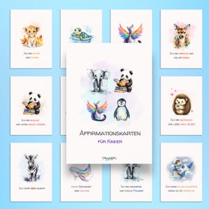 Affirmationskarten Kinder I Tierisches 12er Set I Positive Gedanken I Selbstvertrauen stärken I  Kinder Mutmachkarten I Achtsamkeit Kinder