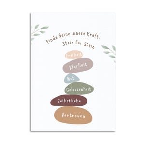 Motivationskarte A6 I Finde deine innere Kraft I Achtsamkeit I Zen Steine I Balance  Selbstliebe I Geschenk für Frauen I Inspirierende Karte