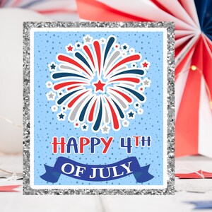 4th of July Gift Tag Printable, Happy 4th of July Printable Tag, Patriotic Red White Blue Stars, DIY Party Favor, Fourth Of July Party