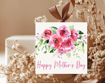 Etiqueta de regalo para el Día de la Madre, etiquetas imprimibles para el Día de la Madre, descarga de etiquetas de regalo, etiqueta floral para el Día de la Madre, tarjeta de feliz Día de la Madre, imprimible