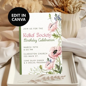 LDS Invitation, LDS Printable Invitation, Relief Society Birthday Invitation, Relief Society Invitation, LDS Relief Society Activity, Ideas