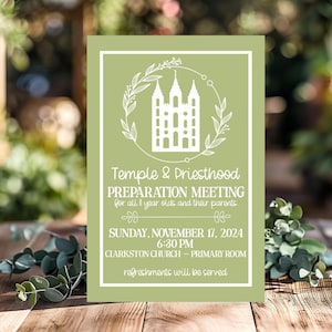 Primary Invitation, LDS Primary Presentation Invitation, Temple and Priesthood Preparation Invitation, Temple and Priesthood Preview Invite