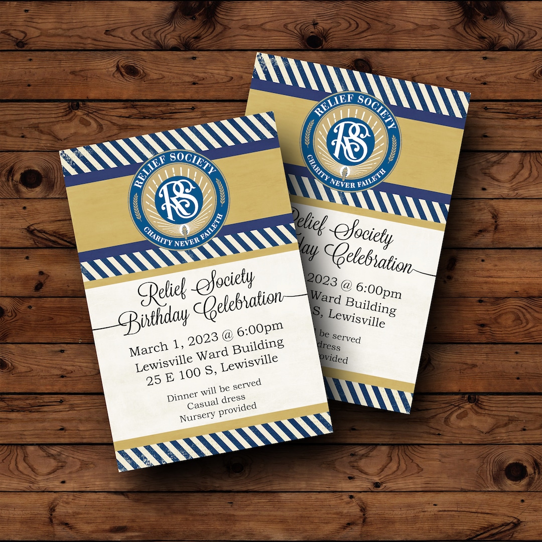 Relief Society Birthday Invitations, LDS Relief Society Printable
