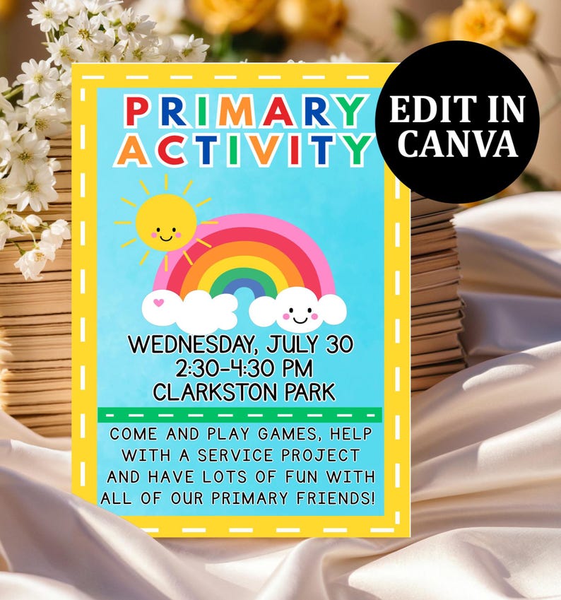 LDS Primary Activity Invitation, Primary Service Project, LDS Primary ...