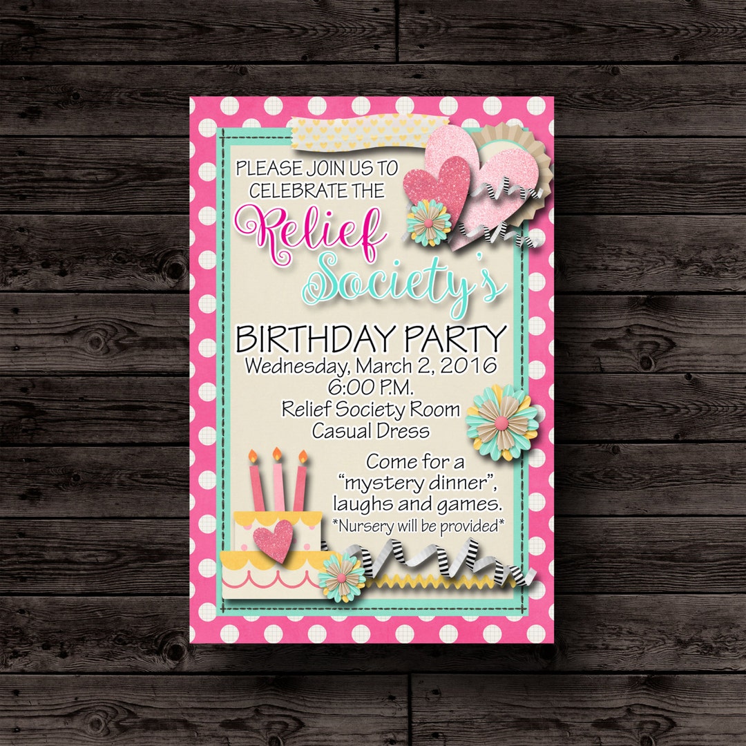 Relief Society Invitation, LDS Relief Society Printable Invitation, Relief Society Activity ...