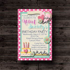 Relief Society Invitation, LDS Relief Society Printable Invitation, Relief Society Activity Ideas, Relief Society Printable, Custom Designed