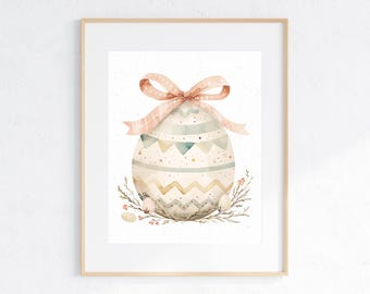 Cute Easter Print, Easter Egg Print, Neutral Easter Decor, Easter Wall Art, Painted Easter Eggs, Watercolor Easter Egg Decoration, LDS
