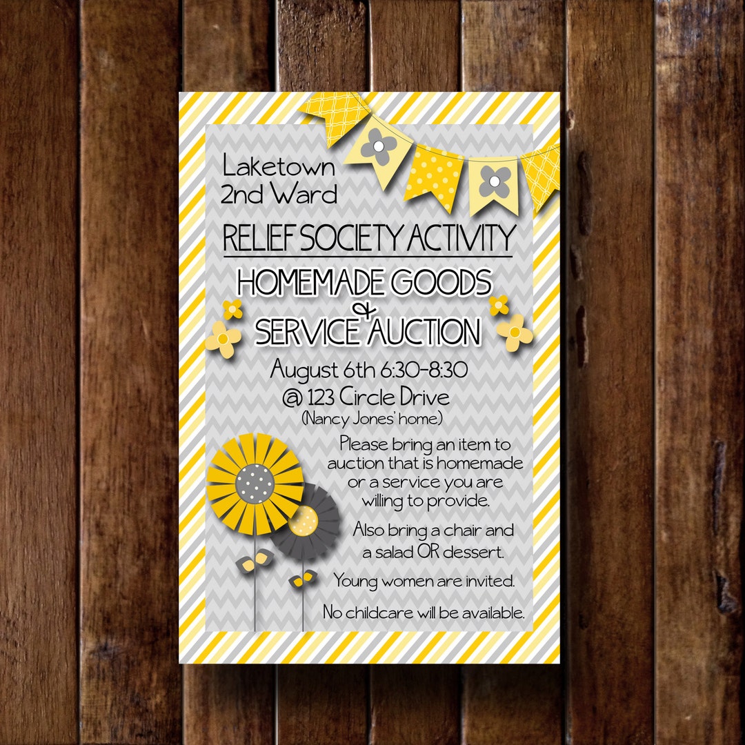 Relief Society Invitation, LDS Relief Society Printable Invitation, Relief Society Activity ...