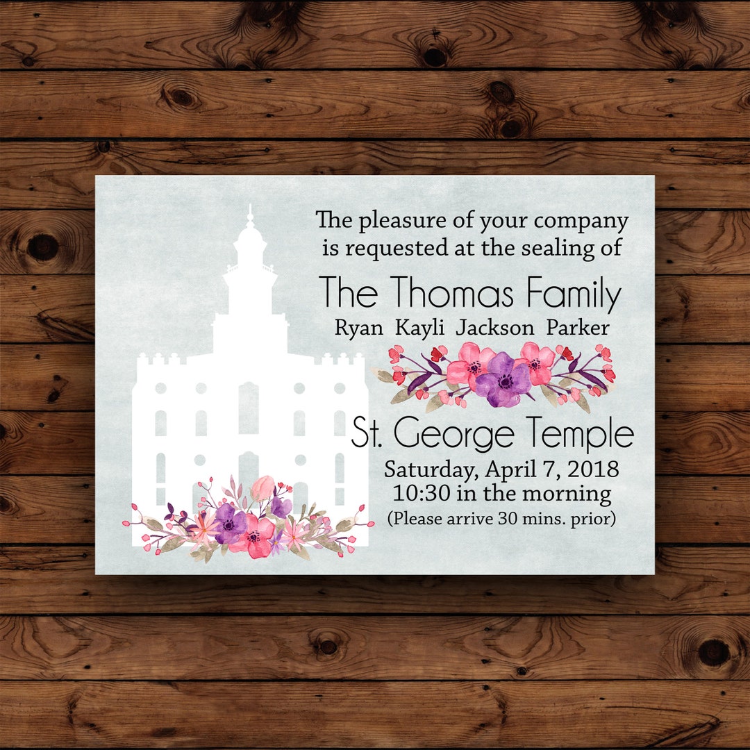 LDS Family Sealing Invitation, Lds Wedding Invite, Temple Wedding