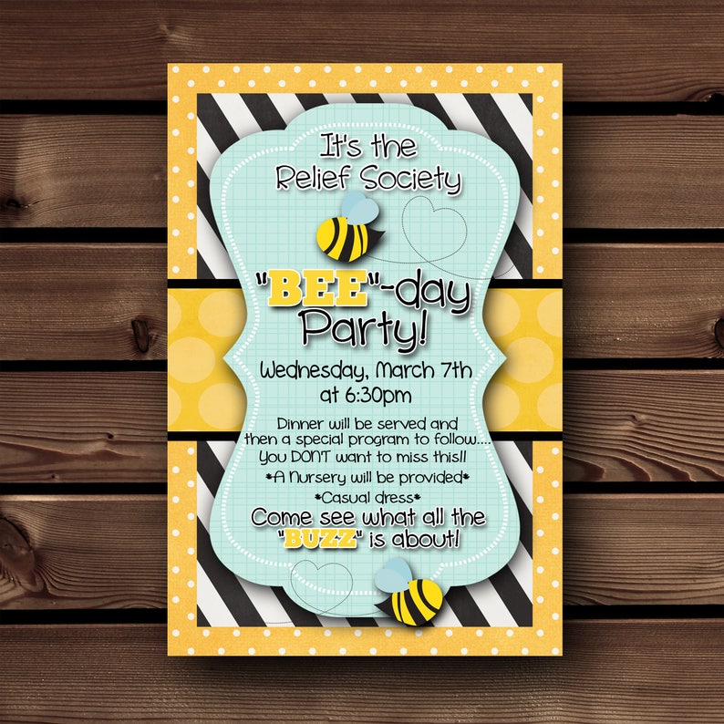 Relief Society Birthday Invitations Lds Relief Society Etsy