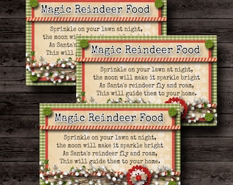 Reindeer Food Tags, Magic Reindeer Food,Reindeer Printable,Christmas Printable,Christmas Tags Printable,White Elephant Gift,Stocking Stuffer