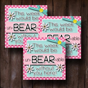 LDS Junge Frauen Mädchen Camp Kissen behandelt - Gummibärchen Süßigkeiten Gramm Teddy Gramm - Geschenkanhänger, Karten - (6) 3x3 Karten - Sofortiger Download